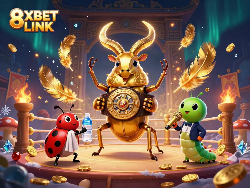 Experience the excitement of 8XBET LINK with a captivating scene featuring gambling elements and vibrant characters.