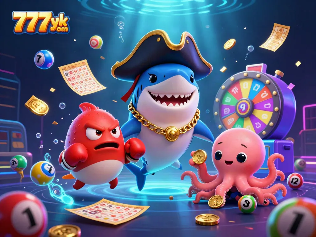 Spin and win with the exciting 777yk com, featuring colorful lottery elements and vibrant characters
