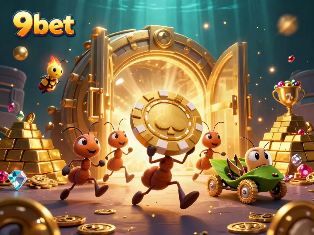 Experience the thrilling heist at 9bet with cartoon ants, a firefly lookout, and rich treasure