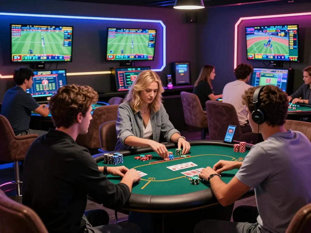 Exciting online gambling experience with 8kbet players engaged in casino games and sports betting.