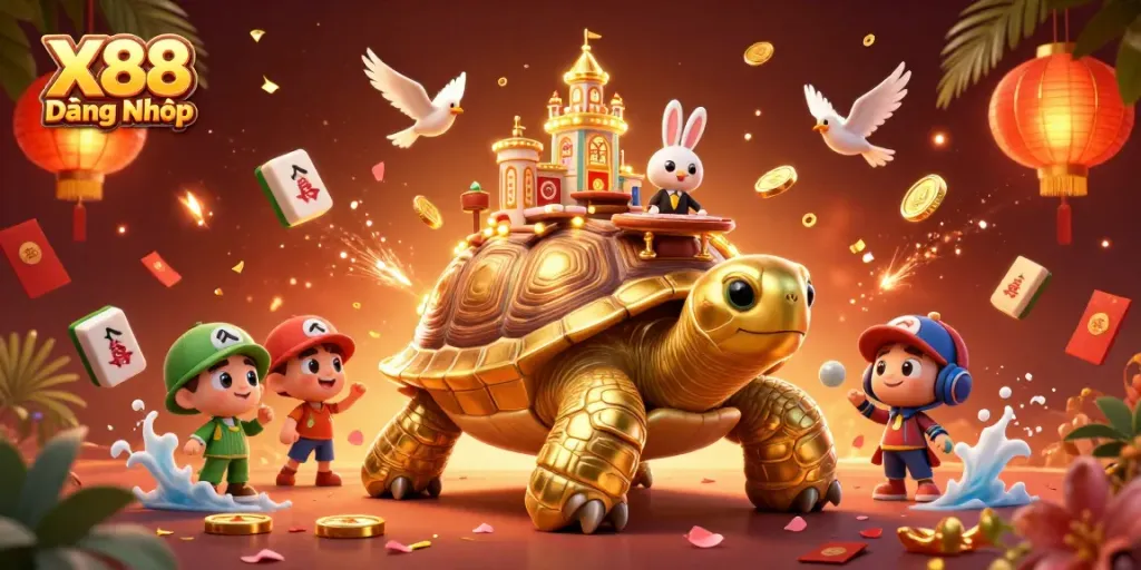 Engage in thrilling gaming at X88 Đăng Nhập with a vibrant casino illustration capturing action-packed moments.