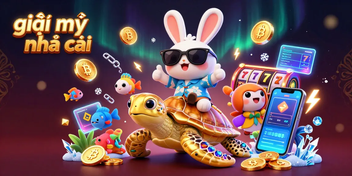 Test your luck with giải mã nhà cái in this vibrant 3D casino-themed illustration showcasing a lucky rabbit and golden turtle.
