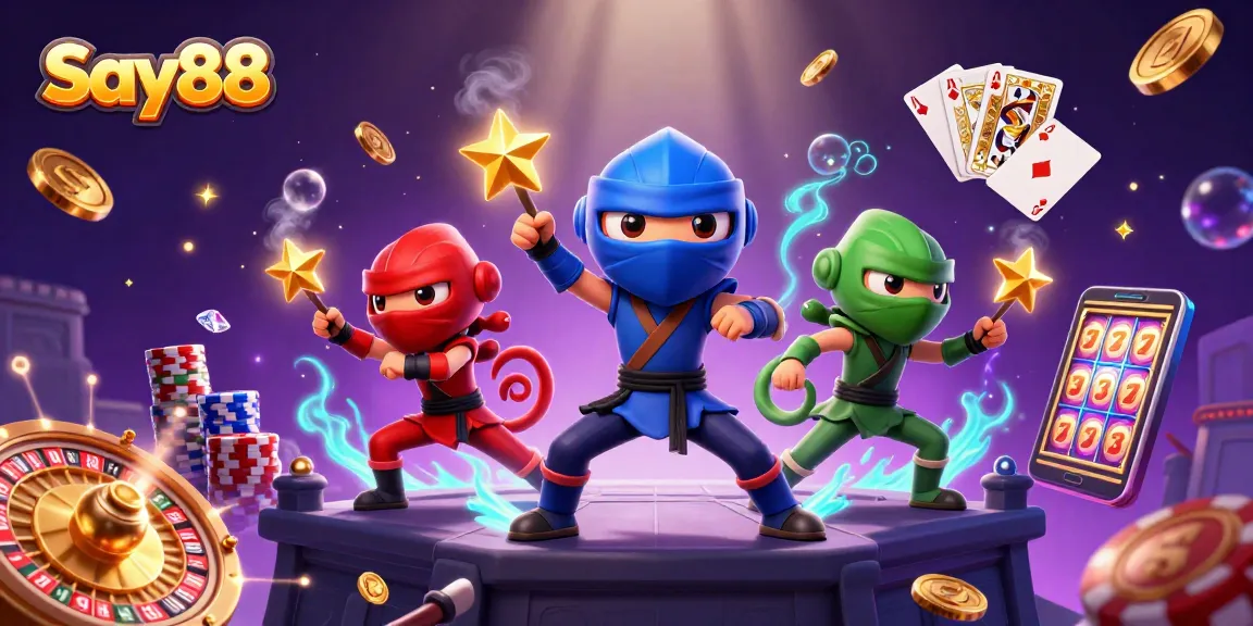 Experience thrilling wins at Say88 with captivating ninja chameleons and dynamic casino elements.