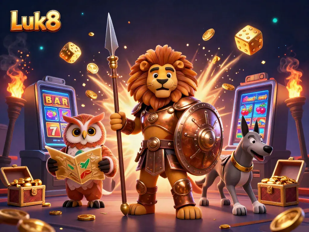 Luk8 elevates the gaming experience with dynamic characters, animated slot machines, and vibrant casino elements.