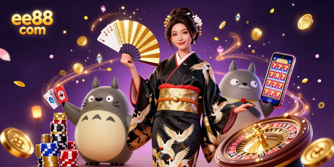Engage with thrilling games at ee88 com, featuring a vibrant scene of casino action with elegant characters!