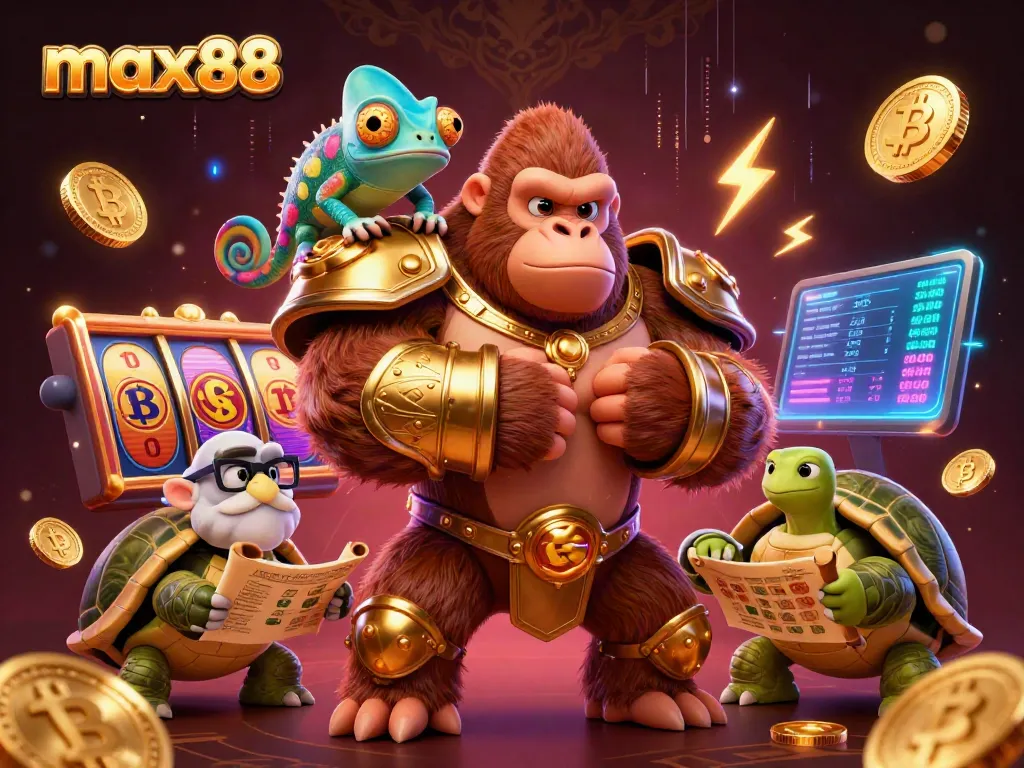 Max88’s thrilling casino scene features vibrant crypto elements and engaging characters, ideal for gamblers.