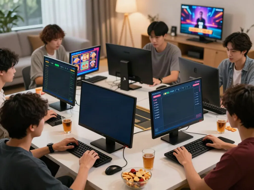 Engaging players gaming at https://man88.hair/ in a thrilling online betting environment with multiple screens displaying vibrant games.