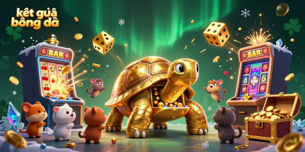 Engage with kết quả bóng đá in an immersive 3D scene filled with casino elements and rich visuals.