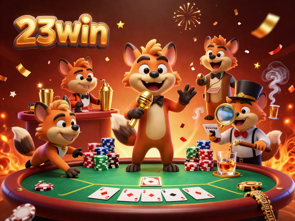 Experience 23win's exciting online casino with dynamic characters and vibrant gaming elements.