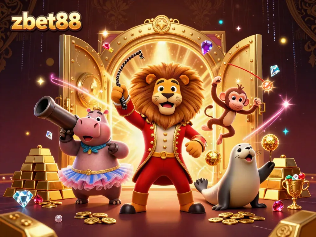 Experience the thrill of zbet88 with vibrant casino characters and treasures dynamically displayed.