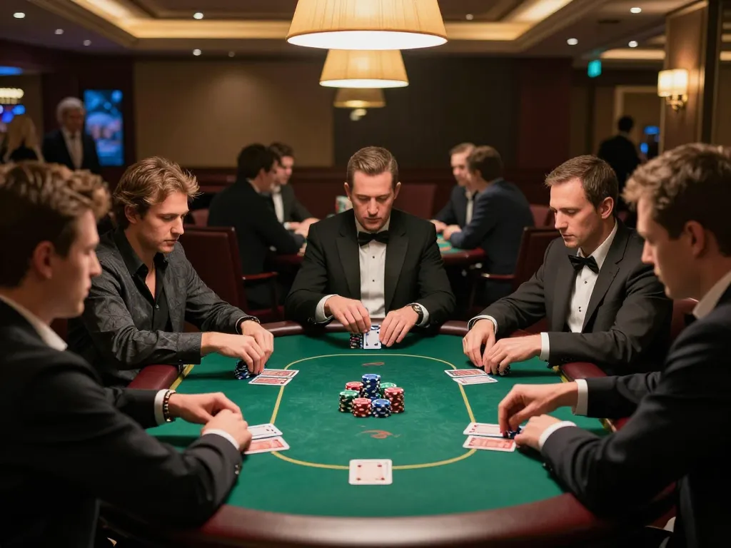 Engaged players at a five88 poker table during a vibrant game night.