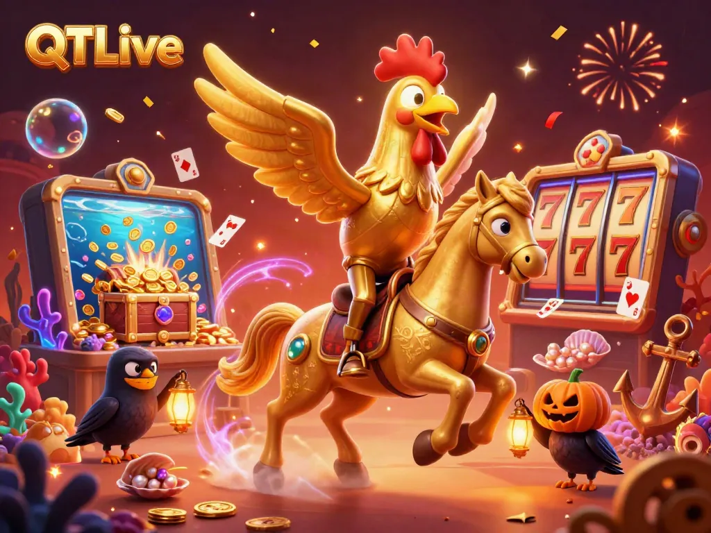 Experience QQLive's thrilling casino adventure in a vibrant night scene with interactive gaming elements.
