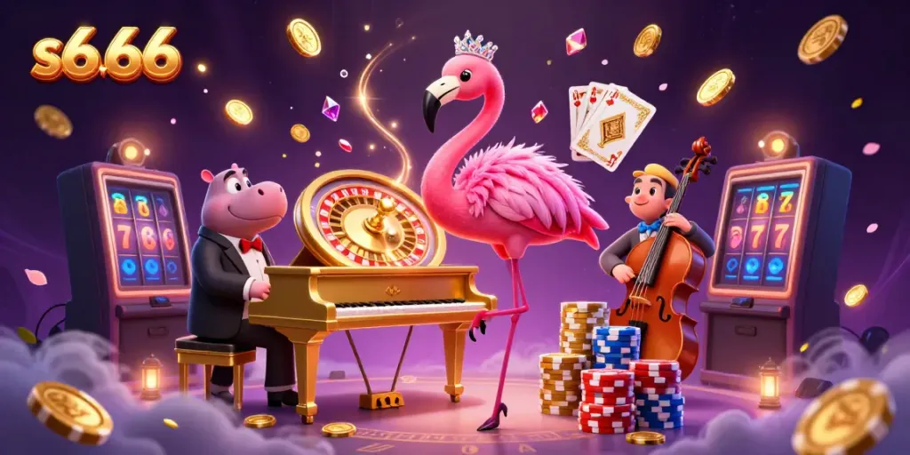 Experience vibrant entertainment in the 's6 66' casino scene with dynamic characters and dazzling game elements