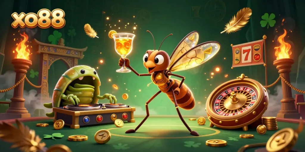 Win big at xo88 with engaging characters and dynamic casino elements in a vibrant 3D scene.
