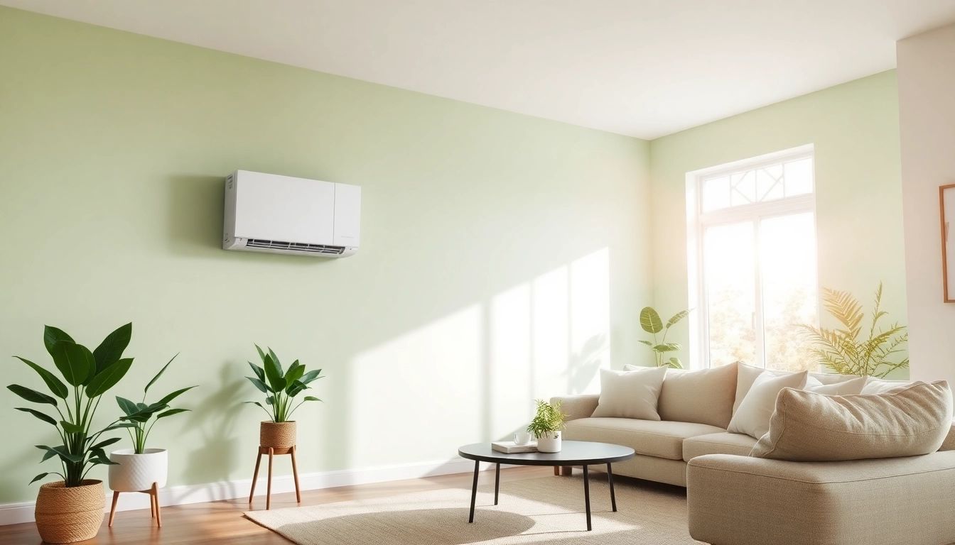 Install a mini split ac for optimal home cooling in a modern living room setup.
