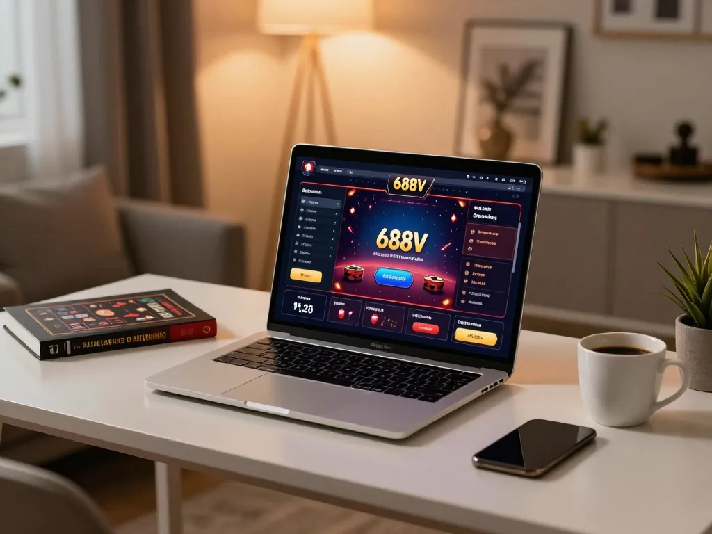 Play poker at 688v casino online with a stylish gaming setup for strategic gameplay.