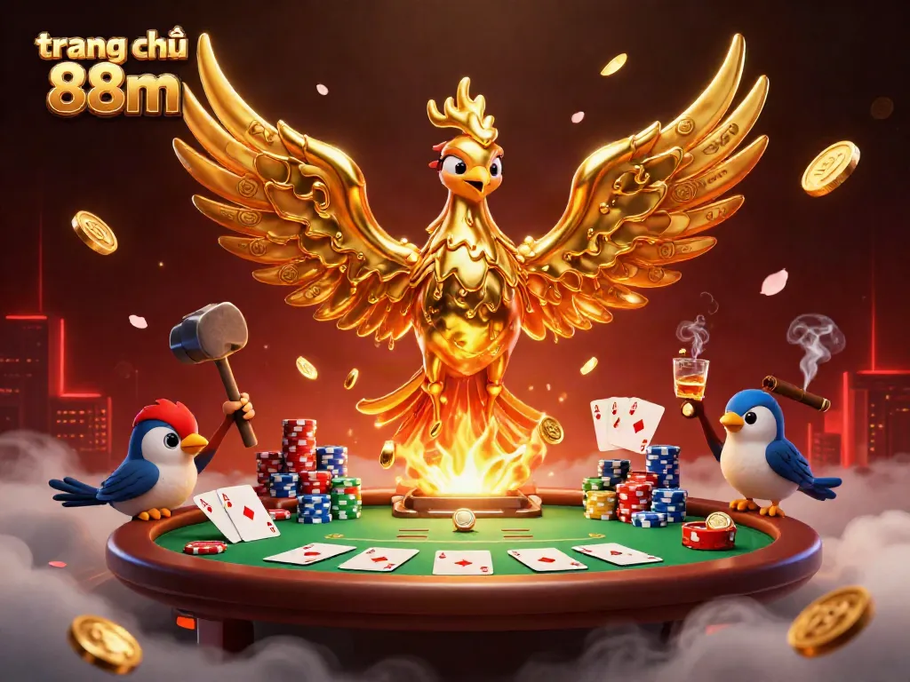 Players engaging in thrilling games at trang chủ 88m, surrounded by vibrant casino elements and golden visuals.
