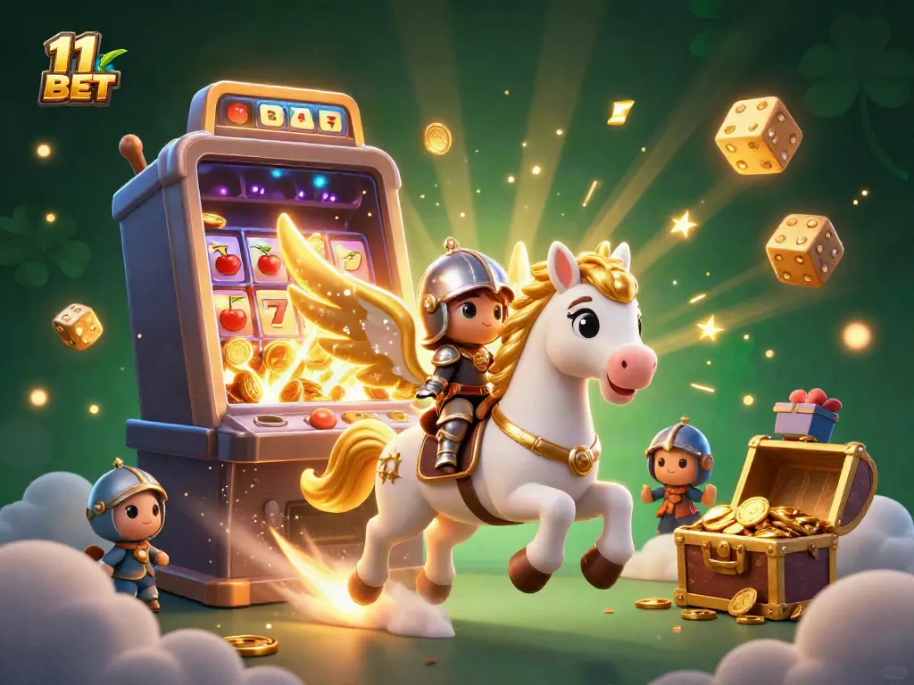 Experience thrilling gaming excitement with 11 BET's celestial horse riding amidst a jackpot explosion!