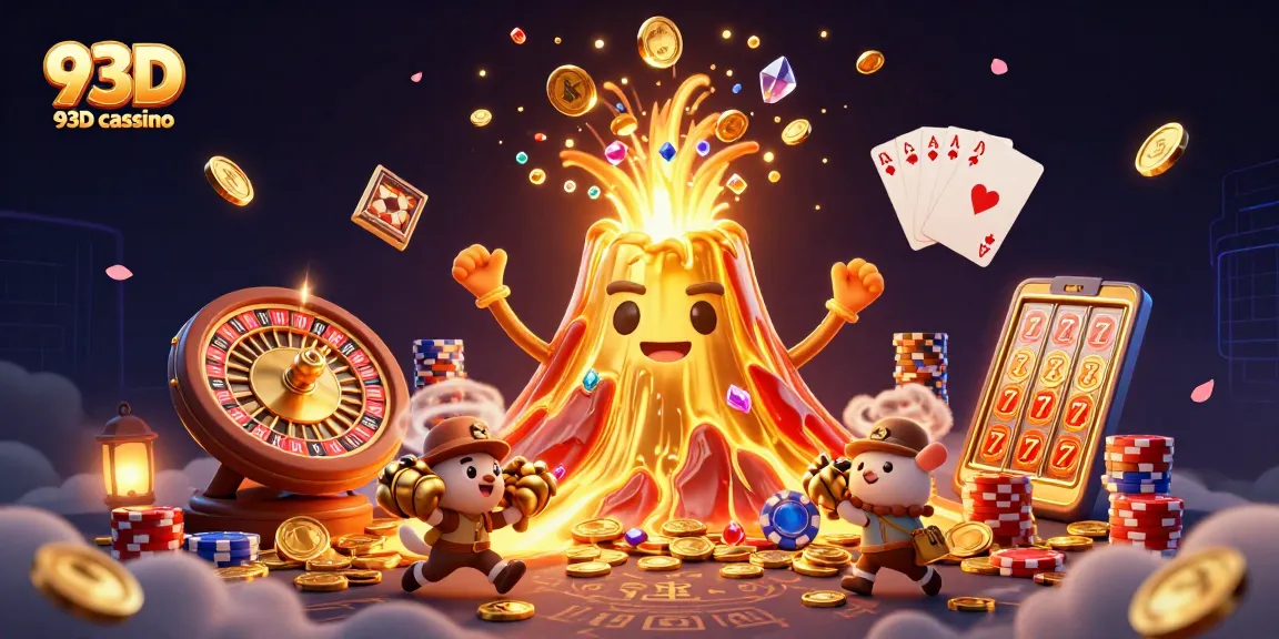 93D entrar 93D cassino: ilustração de cassino 3D colorida com personagens e jogos vibrantes