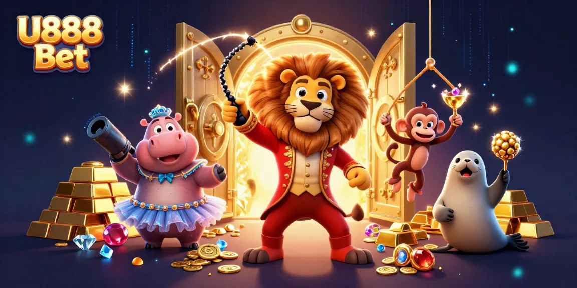 Engage in thrilling gaming at U888 Bet with vibrant characters and dynamic casino elements.