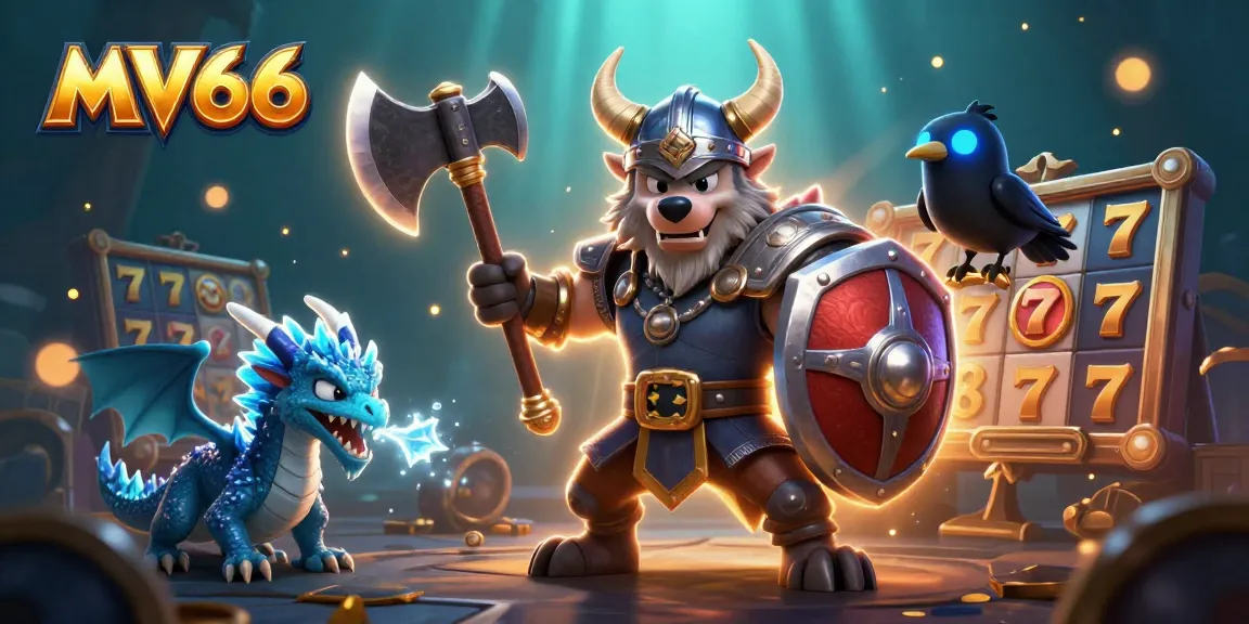 Experience thrilling MV66 slots and jackpots in this vibrant scene with epic characters and dynamic gaming elements.