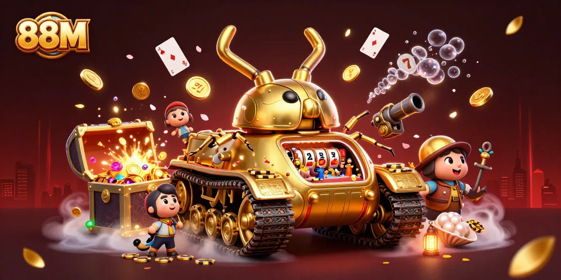 Experience thrilling gaming action with 88M in a miniature casino scene featuring dynamic elements.