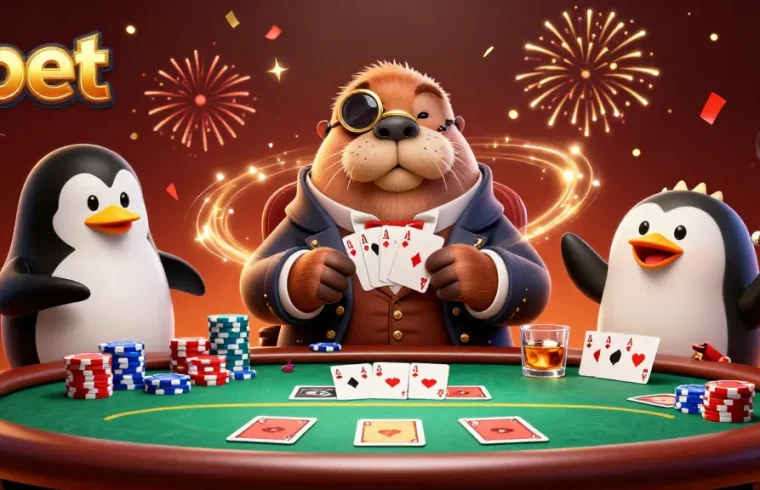 zbet showcases a jolly walrus and friends in an underwater poker game filled with excitement.