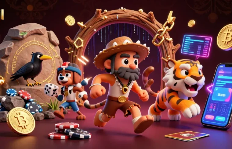 Experience the thrill of bdtjl as a caveman and sabertooth duo run a prehistoric casino filled with neon crypto elements.
