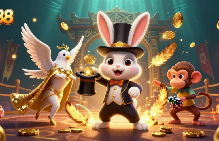 Experience excitement and winning with vk88 through vibrant characters in a lively casino scene.