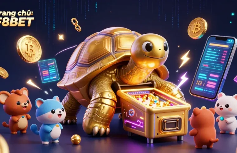 Experience vibrant gaming action at trang chủ F8BET with golden elements and a dynamic casino atmosphere.
