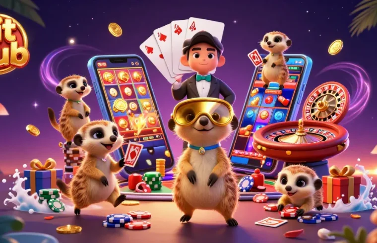 Engage with vibrant slot games at hit club as playful meerkats masterfully manage their casino.
